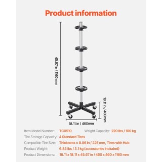 VEVOR  Βάση για 4 Ελαστικά με Ζάντες έως 225mm  SZSLTJBDTG4LCWFBDV0