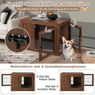 Costway Πολυλειτουργικό Κλουβί Σκύλου με Κλείδωμα και Ρετρό Στυλ γ... Costway Πολυλειτουργικό Κλουβί Σκύλου με Κλείδωμα και Ρετρό Στυλ γ...