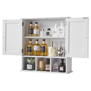 VEVOR Λευκός Κρεμαστός Ντουλάπι Μπάνιου 56x18x58.5 εκ. με Διπλές Πό...