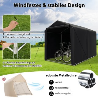 Costway Αδιάβροχη Σκηνή Γκαράζ με Μεταλλικό Σκελετό σε Σκούρο Γκρι ...