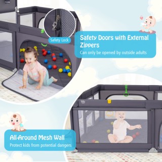 Costway Πτυσσόμενο Παιδικό Πάρκο με Μπασκέτα και Ποδοσφαιρικό Τέρμα...