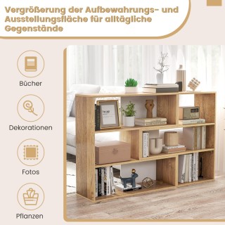 Costway Σύγχρονη Βιβλιοθήκη με 3 Επίπεδα & Προστασία από Ανατροπές ...