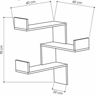 Shally Dogan Γωνιακό Ραφιέρα Τοίχου 3 Επιπέδων Εξοικονόμησης Χώρου ...