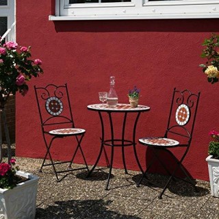 BAKAJI  Σετ Τραπέζι + Πτυσσόμενες Καρέκλες Ψηφιδωτό Έπιπλο Εξωτερικ...