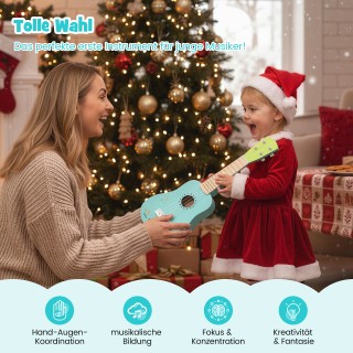 Costway Μίνι Γιουκαλίλι για Παιδιά, 4 Χορδές, Σώμα από Ξύλο Basswoo...