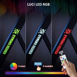 HOMCOM  Γραφείο Gaming με Ρυθμιζόμενα LED RGB Φώτα και Πόδια σε Σχή...