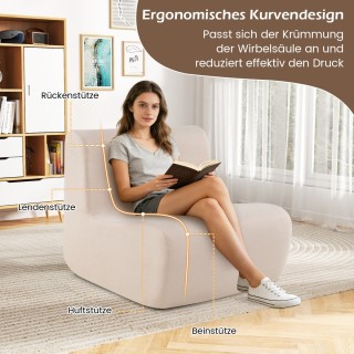 Costway Καθιστικό Δαπέδου με Πλάτη & Μαλακό Βελούδο & Εργονομική Υπ...