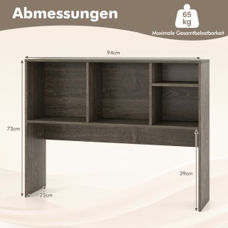 Costway Γκρι Επιτραπέζια Ραφιέρα Γραφείου με 4 Θέσεις Βιβλιοθήκης 7...