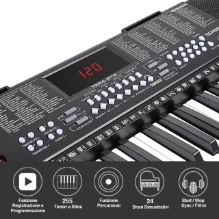 BAKAJI Ηλεκτρονικό Πιανό Πλήκτρων με 61 Πλήκτρα και Μικρόφωνο AUX 0... BAKAJI Ηλεκτρονικό Πιανό Πλήκτρων με 61 Πλήκτρα και Μικρόφωνο AUX 0...