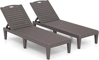 Costway Σετ 2 Ξαπλώστρες Κήπου 156 x 55 x 83 εκ  με Ρυθμιζόμενη Πλά...