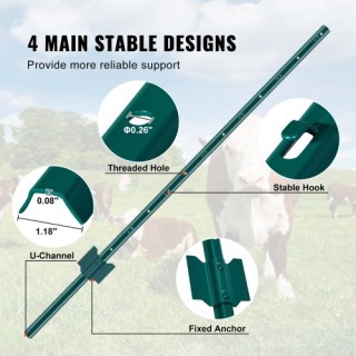 Σετ 10 Μεταλλικών Πασάλων Φράχτη 4 Ποδιών VEVOR Πράσινοι WLLZJSK4Y... Σετ 10 Μεταλλικών Πασάλων Φράχτη 4 Ποδιών VEVOR Πράσινοι WLLZJSK4Y...