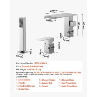 VEVOR Ρωμαϊκή Μπανιέρα Βρύση, 3 Θέσεις Καταρράκτη Βρύση, Πλατιά Ρωμ... VEVOR Ρωμαϊκή Μπανιέρα Βρύση, 3 Θέσεις Καταρράκτη Βρύση, Πλατιά Ρωμ...