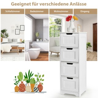 Costway Λευκή Ντουλάπα Μπάνιου με 4 Συρτάρια 30 x 30 x 83 εκ. HW675...