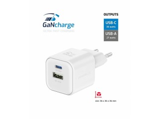 SWISSTEN Γρήγορος Φορτιστής GaN: 1x USB-C 35W PD και 1x USB-A 27W Q...