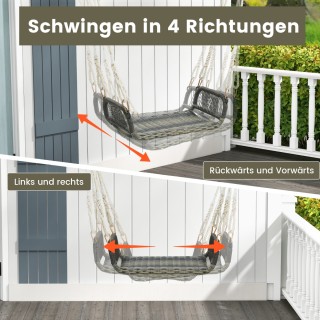 Costway  Ρατάν Κούνια με Εργονομικό Σχέδιο και Ανθεκτικό Μεταλλικό ...