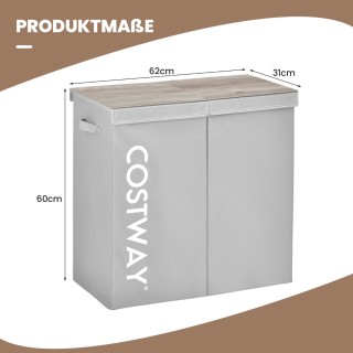 Costway Διαχωριστικός Καλάθι Απλύτων 115L με Καπάκι & Λαβές, Γκρι J... Costway Διαχωριστικός Καλάθι Απλύτων 115L με Καπάκι & Λαβές, Γκρι J...