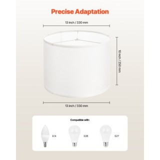 VEVOR Αμπαζούρ Τύμπανο 33x33x25 εκ. Μεσαίο Στρογγυλό (Λινό Εκρού) Y...