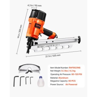 VEVOR Πνευματικό Καρφωτικό Πιστόλι για Καρφιά 21° με Πλήρη Στρογγυλ... VEVOR Πνευματικό Καρφωτικό Πιστόλι για Καρφιά 21° με Πλήρη Στρογγυλ...