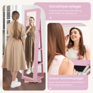 Costway Περιστρεφόμενη 360° Κοσμηματοθήκη με Ολόσωμο Καθρέφτη και Α...