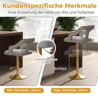 Costway Πολυτελή Ρυθμιζόμενα Σκαμπό Μπαρ με Βελούδινη Επένδυση και ... Costway Πολυτελή Ρυθμιζόμενα Σκαμπό Μπαρ με Βελούδινη Επένδυση και ...