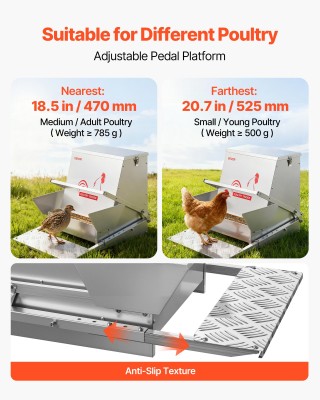 VEVOR Αυτόματη Ταΐστρα Κοτόπουλων 18.14 kg, Αδιάβροχη με Κλείδωμα, ...