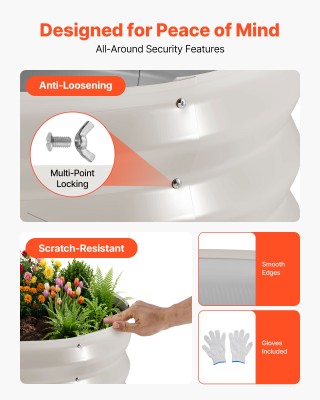 VEVOR Σετ 3 Μεταλλικά Υψωμένα Παρτέρια Κήπου, Στρογγυλά, 60x60x30 ε...