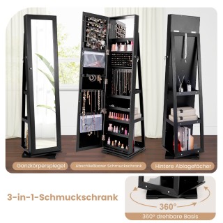 Costway Μαύρο Ντουλάπι Κοσμημάτων με Ολόσωμο Καθρέφτη και Ενσωματωμ... Costway Μαύρο Ντουλάπι Κοσμημάτων με Ολόσωμο Καθρέφτη και Ενσωματωμ...