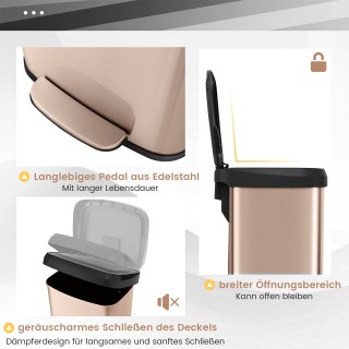 Κάδος Απορριμάτων Κουζίνας 68L με Απαλό Κλείσιμο και Χώρο Αποσμητικ...