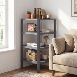 Costway Γωνιακή βιβλιοθήκη 4 επιπέδων με ανοιχτά ράφια, ελεύθερης τ...