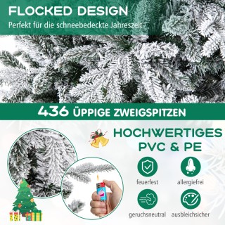 Costway  Τεχνητό Χριστουγεννιάτικο Δέντρο με Πολύχρωμα LED Φώτα & 8...