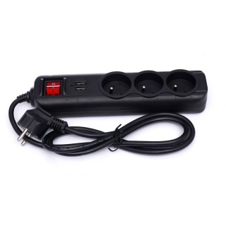 Πολύπριζο με 3 Υποδοχές & 2 Θύρες USB – 3m με Διακόπτη KD-4032 Kraf...