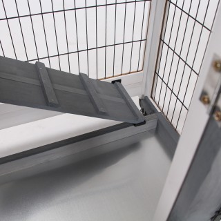 PawHut Ξύλινο κλουβί για κουνέλια με ρόδες, αφαιρούμενους δίσκους κ...