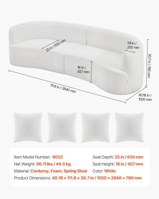 VEVOR Επιπλέον Μεγάλος Κυρτός Καναπές 1020 x 2840 x 780 mm BYDRWSFY...