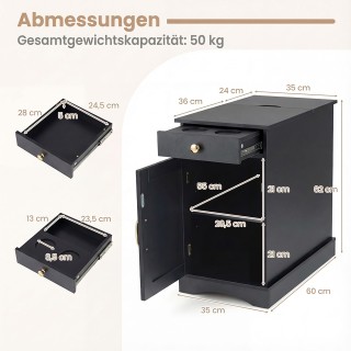 Costway Μαύρο Κομοδίνο με Σταθμό Φόρτισης, Ρυθμιζόμενο Ράφι, Ντουλά... Costway Μαύρο Κομοδίνο με Σταθμό Φόρτισης, Ρυθμιζόμενο Ράφι, Ντουλά...