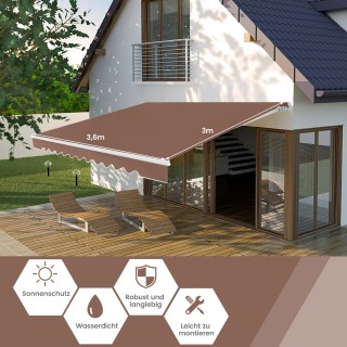 Costway  Αυθεντική Τέντα Αλουμινίου με Χειροκίνητο Μηχανισμό - Σκία...