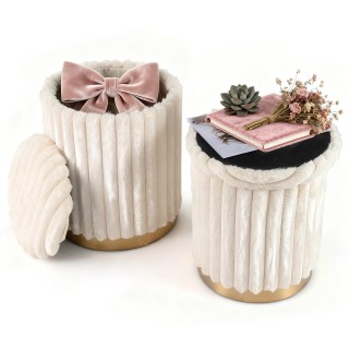 Costway Σετ 2 τμχ Μοντέρνων Σκαμπό με Αποσπώμενα Καπάκια Χρώμα Μπεζ...