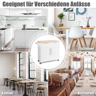 Costway Πολυλειτουργικό Καρότσι Κουζίνας από Καουτσούκ και Πεύκο HW... Costway Πολυλειτουργικό Καρότσι Κουζίνας από Καουτσούκ και Πεύκο HW...