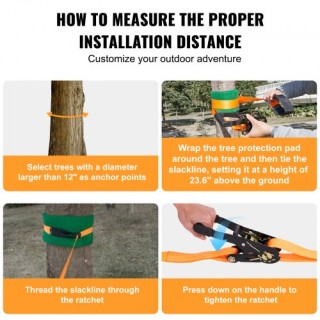 VEVOR  Σετ Σλάκλαϊν 60 ft με Γραμμή Εκπαίδευσης, Προστατευτικά Δέντ...