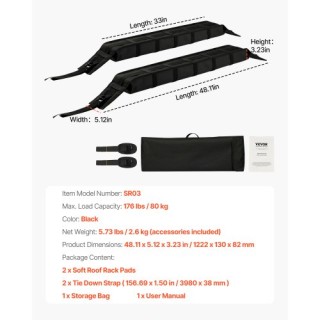 VEVOR Μαλακές Σχάρες Οροφής 84εκ 80kg για Καγιάκ Κανό Σανίδα Σερφ Α... VEVOR Μαλακές Σχάρες Οροφής 84εκ 80kg για Καγιάκ Κανό Σανίδα Σερφ Α...