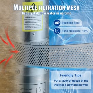 Υποβρύχια Αντλία VEVOR 750W, 230V, 100L/min, 66m, Ανοξείδωτη, IP68 ...