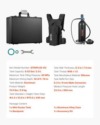 VEVOR Φορητή Μίνι Φιάλη Κατάδυσης 2L για Υποβρύχια Αναπνοή – Επαναχ... VEVOR Φορητή Μίνι Φιάλη Κατάδυσης 2L για Υποβρύχια Αναπνοή – Επαναχ...