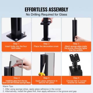 VEVOR Σφιγκτήρας Γυαλιού 35.83 για 0.39-0.47 Γυαλί Μαύρο  BLLGZHS85...