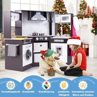 Costway Ξύλινη Παιδική Κουζίνα με Ήχο, Φως και Πλυντήριο Ρούχων TP1... Costway Ξύλινη Παιδική Κουζίνα με Ήχο, Φως και Πλυντήριο Ρούχων TP1...