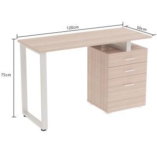 BAKAJI  Γραφείο με Συρταριέρα Τραπέζι Υπολογιστή Ατσάλινη Επιφάνεια...