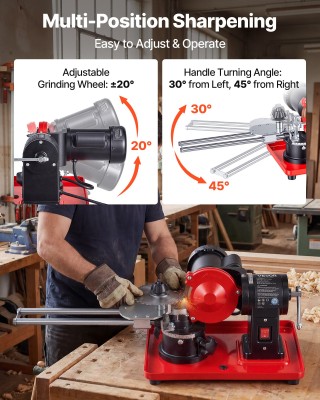 VEVOR Ακονιστικό Δίσκων Πριονιού 370W 2890rpm με Τροχό 125mm και 6 ...