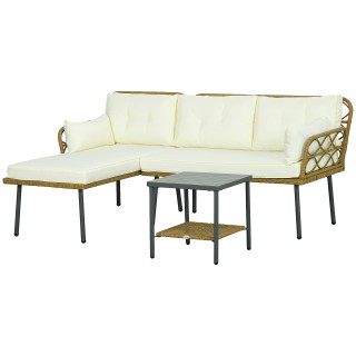 PE Rattan Garden Lounge με σεζλόνγκ, 2θέσιο καναπέ και τραπεζάκι σα... PE Rattan Garden Lounge με σεζλόνγκ, 2θέσιο καναπέ και τραπεζάκι σα...