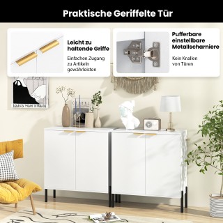 Costway Λευκή Ντουλάπα Μπουφέ 2 Πορτών με Ράφι, Μεταλλικά Πόδια, Πρ... Costway Λευκή Ντουλάπα Μπουφέ 2 Πορτών με Ράφι, Μεταλλικά Πόδια, Πρ...