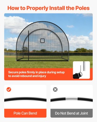 VEVOR Φορητό Κλουβί Μπέιζμπολ 3660 x 3100 x 2330mm με Άνοιγμα για Μ...