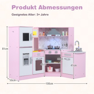 Costway Ροζ Παιδική Κουζίνα από Ξύλο με Φως, Ήχο, Πίνακα & Αξεσουάρ...