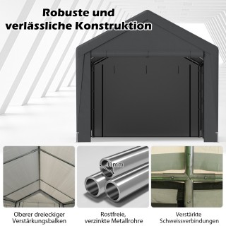 Costway Ανθεκτική Σκηνή Γκαράζ με Αφαιρούμενα Πλευρικά Πάνελ και Αν...